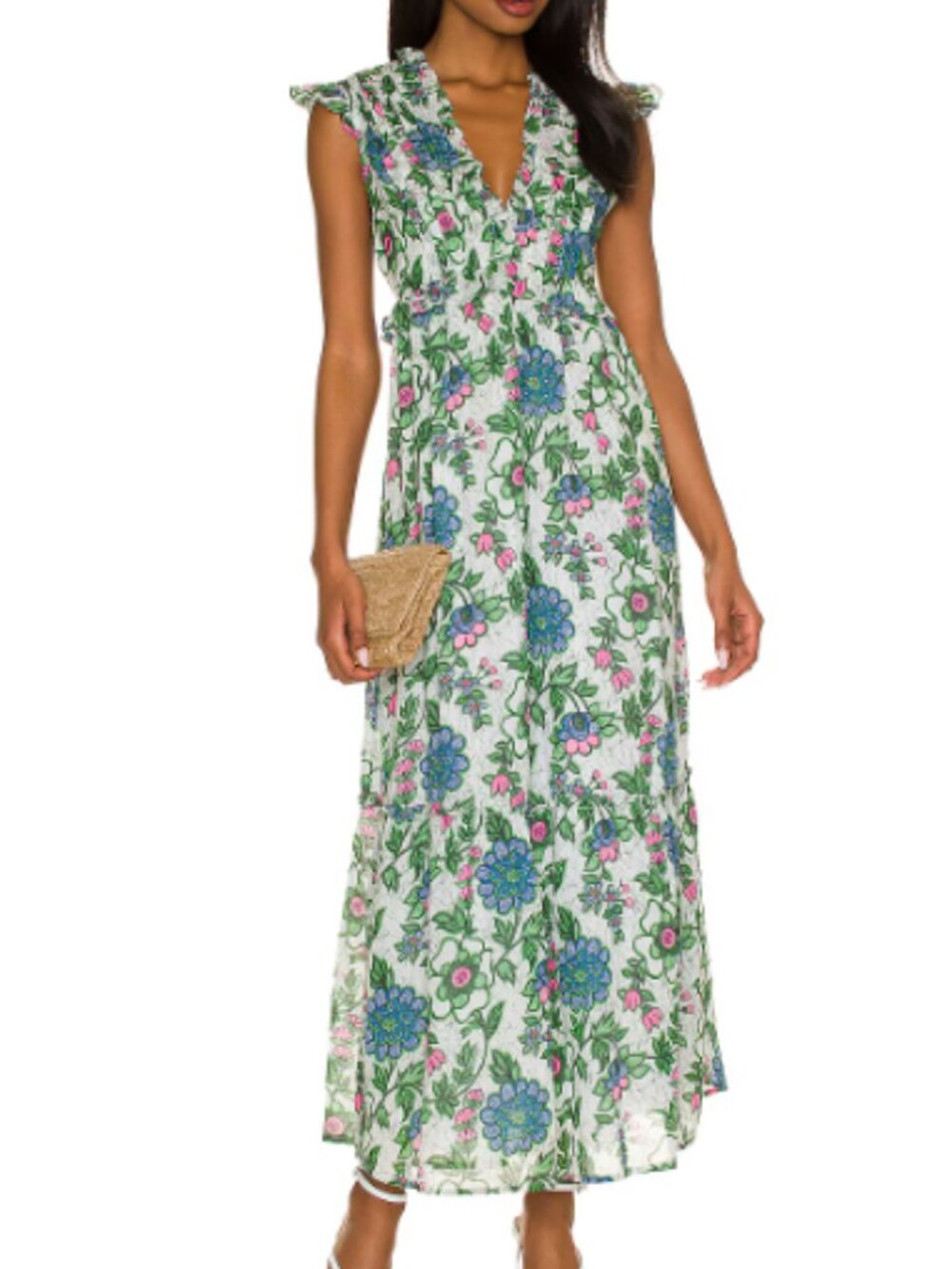 Banjanan Constance Dress in Freyja Flower Floral Size XL Maxi Ruffle Boho